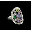 Image 1 : 14KT White Gold 1.69 ctw Multi Gemstone and Diamond Ring