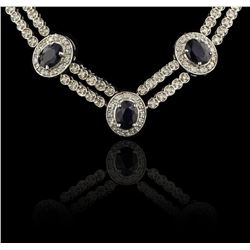 14KT White Gold 15.64 ctw Sapphire and Diamond Necklace