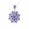 Image 1 : 14KT White Gold 28.87 ctw Tanzanite and Diamond Pendant With Chain