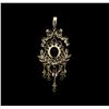 Image 2 : 4.04 ctw Amethyst and Diamond Pendant - 18KT Yellow Gold