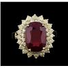 Image 2 : 6.85 ctw Ruby and Diamond Ring - 14KT Yellow Gold