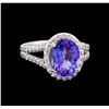 Image 1 : 3.88 ctw Tanzanite and Diamond Ring - 14KT White Gold