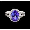 Image 2 : 3.88 ctw Tanzanite and Diamond Ring - 14KT White Gold