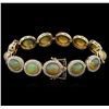 Image 2 : 16.20 ctw Opal and Diamond Bracelet - 14KT Yellow Gold