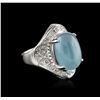 Image 1 : 14KT White Gold 9.31 ctw Aquamarine and Diamond Ring