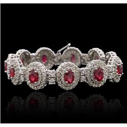 14KT White Gold 10.89 ctw Ruby and Diamond Bracelet