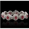 Image 1 : 14KT White Gold 10.89 ctw Ruby and Diamond Bracelet