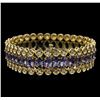 Image 2 : 14KT Yellow Gold 20.84 ctw Tanzanite and Diamond Bracelet