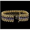 Image 3 : 14KT Yellow Gold 20.84 ctw Tanzanite and Diamond Bracelet