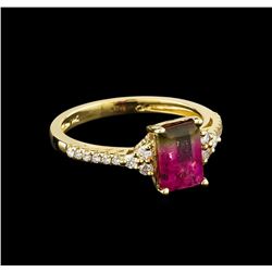 1.57 ctw Tourmaline and Diamond Ring - 14KT Yellow Gold