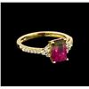 Image 1 : 1.57 ctw Tourmaline and Diamond Ring - 14KT Yellow Gold