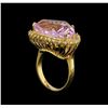 Image 4 : 14KT Yellow Gold GIA Certified 18.42 ctw Kunzite and Diamond Ring