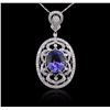 Image 1 : 14KT White Gold 8.01 ctw Tanzanite and Diamond Pendant With Chain