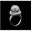 Image 4 : Pearl and Diamond Ring - 14KT White Gold