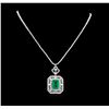 Image 1 : 11.69 ctw Emerald and Diamond Necklace - 18KT White Gold