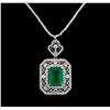 Image 2 : 11.69 ctw Emerald and Diamond Necklace - 18KT White Gold