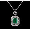 Image 2 : 11.69 ctw Emerald and Diamond Necklace - 18KT White Gold