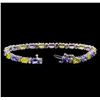 Image 3 : 14KT White Gold 5.30 ctw Sapphire, Tanzanite and Diamond Bracelet