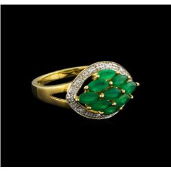 1.53 ctw Emerald and Diamond Ring - 10KT Yellow Gold