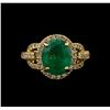 Image 2 : 14KT Yellow Gold 2.84 ctw Emerald and Diamond Ring