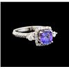 Image 1 : 14KT White Gold 1.11 ctw Tanzanite and Diamond Ring