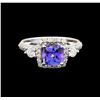 Image 2 : 14KT White Gold 1.11 ctw Tanzanite and Diamond Ring