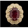 Image 2 : 14KT Yellow Gold 12.63 ctw Ruby and Diamond Ring