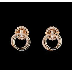 0.42 ctw Diamond Earrings - 14KT Two-Tone Gold