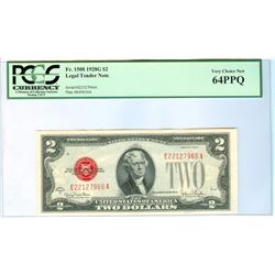 1928G PCGS VCN 64PPQ $2 Red Seal Legal Tender Bank Note