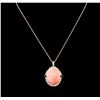 Image 2 : 32.06 ctw Pink Coral, Sapphire, and Diamond Pendant With Chain - 14KT Rose Gold