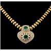 Image 2 : 1.52 ctw Emerald and Diamond Necklace - 14KT Yellow Gold