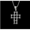 Image 1 : 14KT White Gold 0.75 ctw Diamond Cross Pendant With Chain
