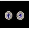 Image 1 : 14KT White Gold 1.40 ctw Tanzanite and Diamond Earrings