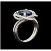 Image 4 : 4.60 ctw Tanzanite and Diamond Ring - 18KT White Gold