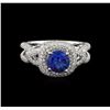 Image 2 : 14KT White Gold 1.56 ctw Tanzanite and Diamond Ring
