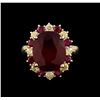 Image 2 : 11.26 ctw Ruby and Diamond Ring - 14KT Yellow Gold