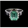 Image 2 : 2.77 ctw Emerald and Diamond Ring - 14KT White Gold
