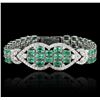 Image 1 : 14KT White Gold 22.00 ctw Emerald and Diamond Bracelet