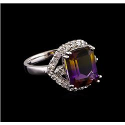 4.07 ctw Ametrine and Diamond Ring - 14KT White Gold