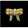Image 2 : 1.92 ctw Yellow Sapphire and Diamond Ring - 18KT White Gold