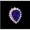 Image 1 : 14KT White Gold GIA Certified 27.66 ctw Tanzanite and Diamond Ring
