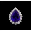 Image 2 : 14KT White Gold GIA Certified 27.66 ctw Tanzanite and Diamond Ring