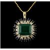 Image 1 : 14KT Rose Gold 7.68 ctw Emerald, Sapphire and Diamond Pendant With Chain