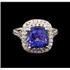 Image 2 : 4.75 ctw Tanzanite and Diamond Ring - 14KT White Gold