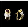 Image 2 : 1.00 ctw Ruby and Diamond Earrings - 18KT Yellow and White Gold