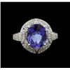 Image 2 : 2.85 ctw Tanzanite and Diamond Ring - 14KT White Gold