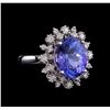 Image 1 : 6.33 ctw Tanzanite and Diamond Ring - 14KT White Gold
