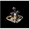 Image 1 : 14KT Yellow Gold 1.00 ctw Sapphire and Diamond Ring