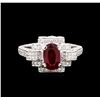 Image 2 : 1.42 ctw Ruby and Diamond Ring - 18KT White Gold