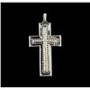 Image 2 : 0.60 ctw Diamond and Onyx Cross Pendant - 18KT White Gold
